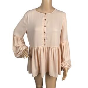 Banana Republic x Olivia Palermo Peach Pink Gathered Empire Blouse SZ M